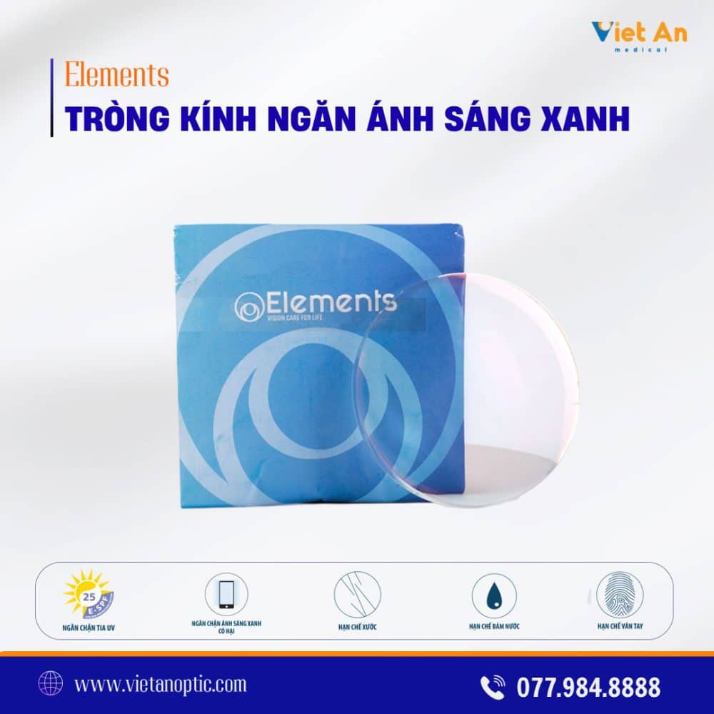 Tròng kính ngăn ánh sáng xanh Elements BLUE UV CUT (1.56/ 1.61/ 1.67)